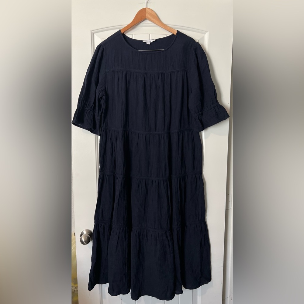 Chico's Navy Tiered Midi Dress - Picture 2 of 3